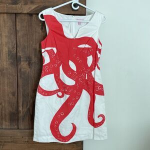 Lilly Pulitzer Taytay Octopus Dress Size 4 Rare Shift Resort White